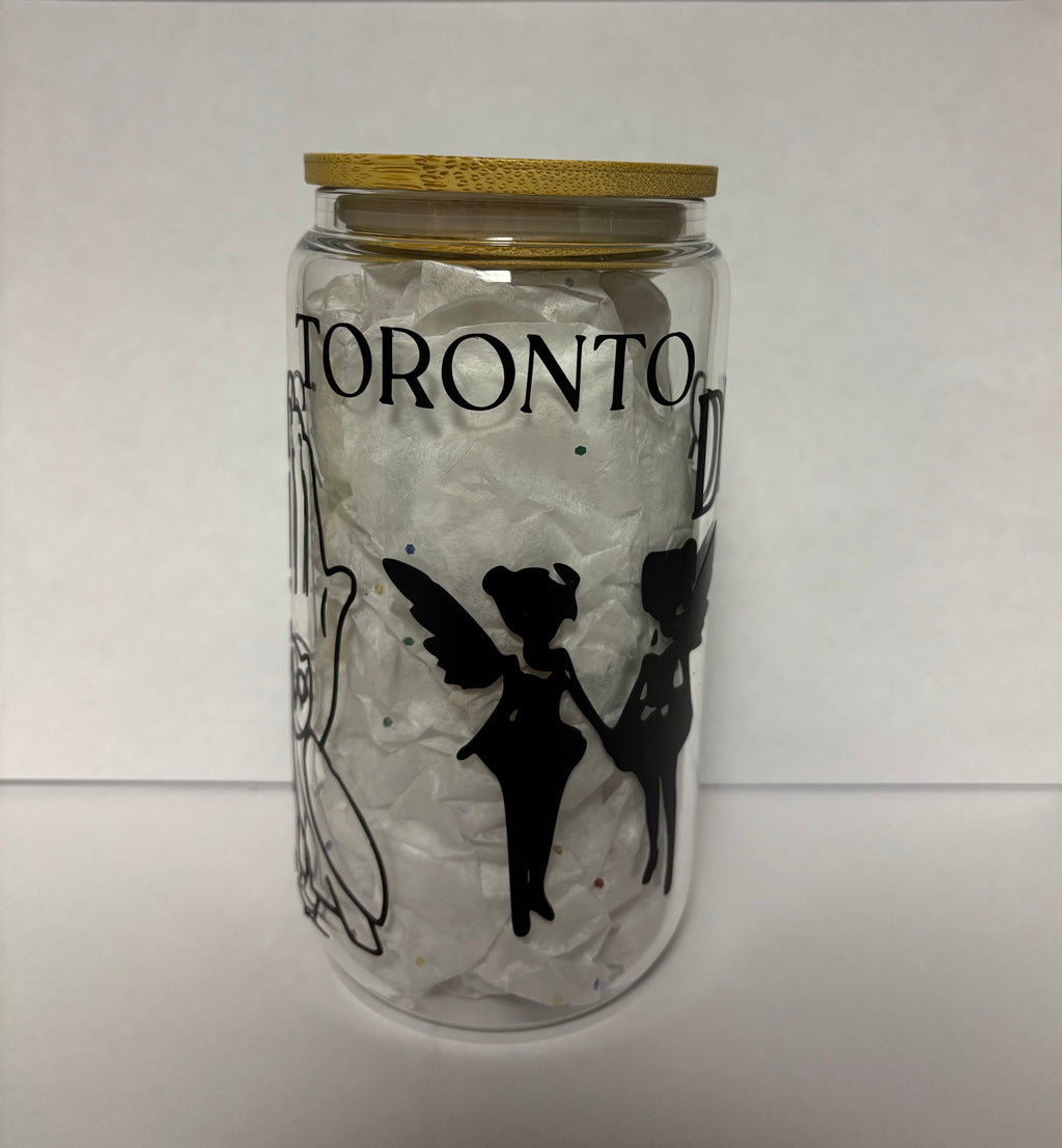 Drake Themed Glass Coffee Cup: Bamboo Lid & Glass Straw