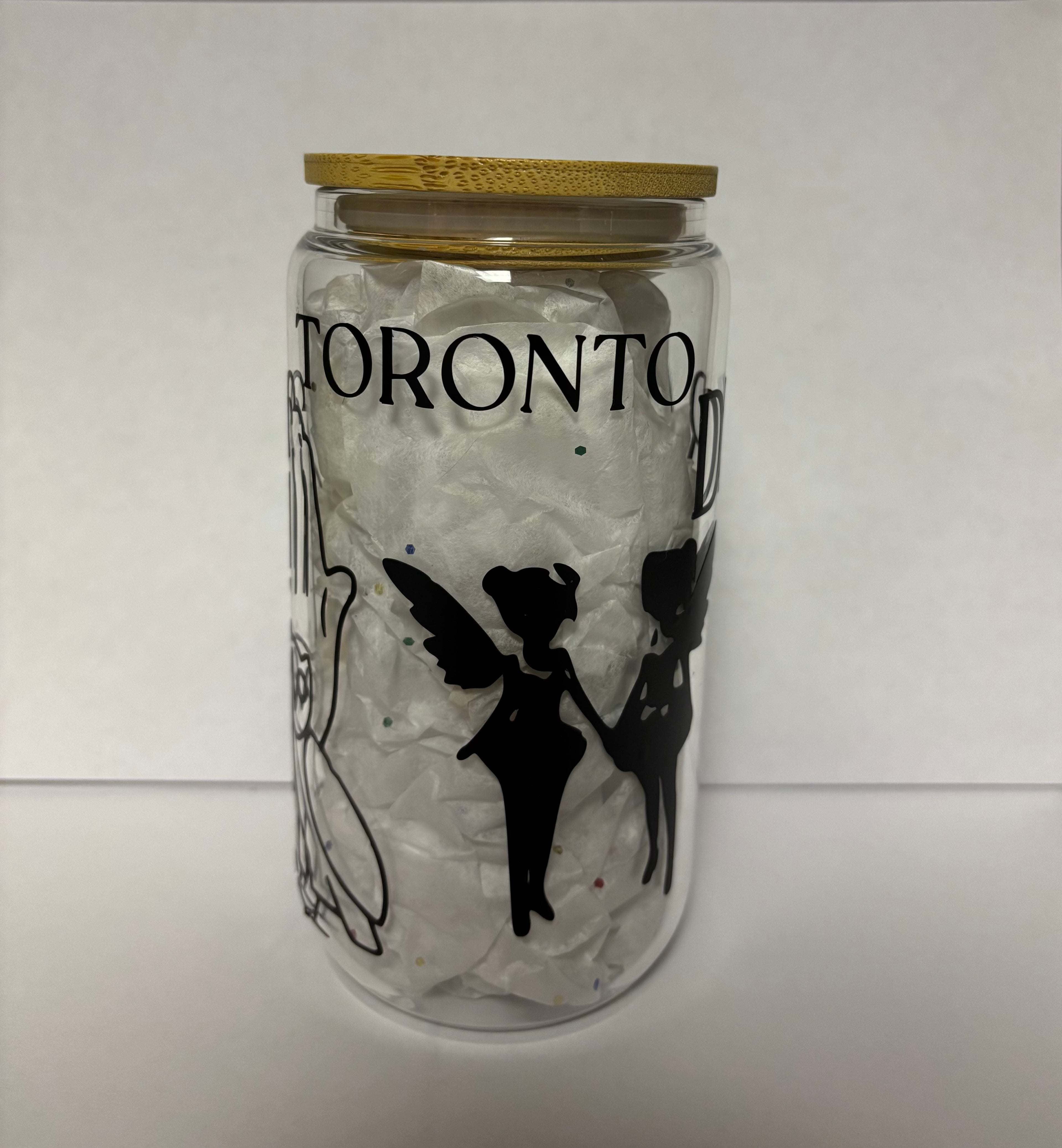 Drake Themed Glass Coffee Cup: Bamboo Lid & Glass Straw