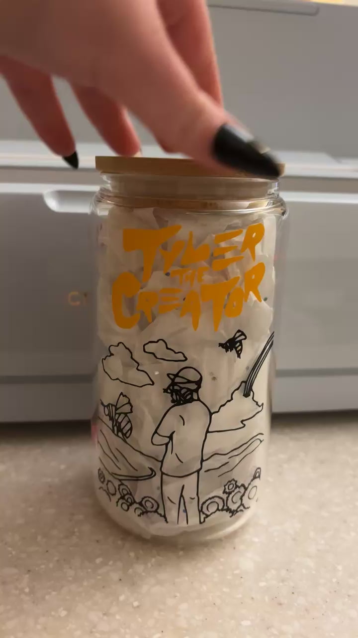 Tyler, The Creator Glass Iced Coffee Cup: Bamboo Lid & Glass Straw
